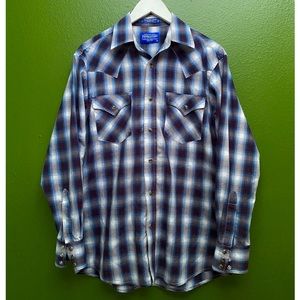 Pendleton Blue Western Pearl Snap Plaid Shirt